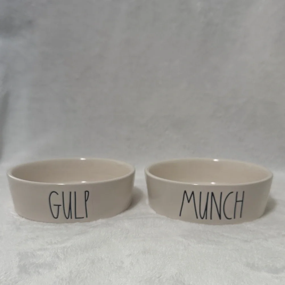 “Gulp” and “Munch” Small Pet Bowls - Rae Dunn Artisan Collection by Magenta